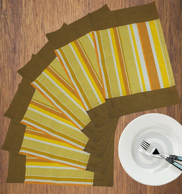 Dekor World Rectangular Pack of 6 Table Placemat(Yellow, Cotton)
