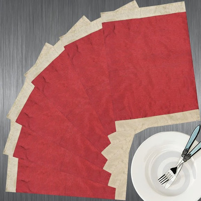 Dekor World Rectangular Pack of 6 Table Placemat(Maroon, Beige, Polyester)