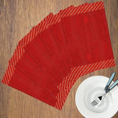 Dekor World Rectangular Pack of 6 Table Placemat(Maroon, Polyester)