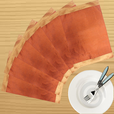 Dekor World Rectangular Pack of 6 Table Placemat(Orange, Maroon, Polyester)