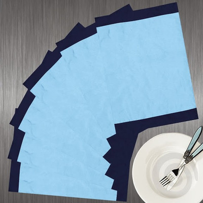 Dekor World Rectangular Pack of 6 Table Placemat(Blue, Polyester)