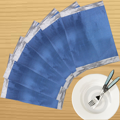 Dekor World Rectangular Pack of 6 Table Placemat(Silver, Blue, Polyester)