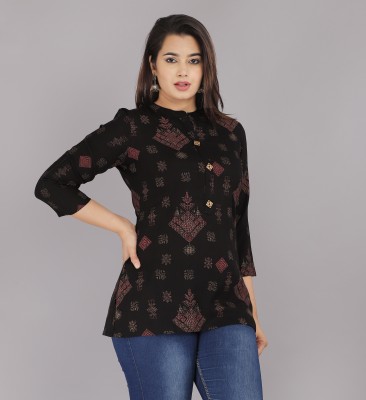 SANU FASHION Casual Printed Women Black Top