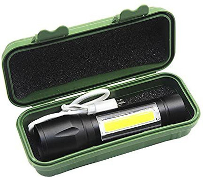 UNZAG Rechargeable Torchlight Super Biright Pocket Zoom COB USB Charging 2 hrs Flood Lamp Emergency Light(Black)