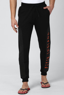 PETER ENGLAND Printed Men Black Track Pants