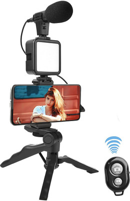 ANY KART Best Vlogging Accessories Kit for Mobile Phone DSLR Camera Video Recording Kit Tripod Kit, Monopod Kit(Black, Supports Up to 1500 g)