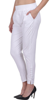 City Fashion Regular Fit Women White Trousers