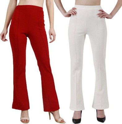 Leriya Fashion Regular Fit Women Red, White Trousers