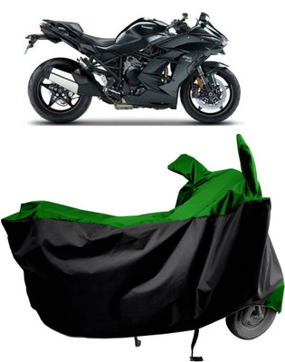 Amexride Two Wheeler Cover for Kawasaki(Ninja H2 SX BS6, Green)