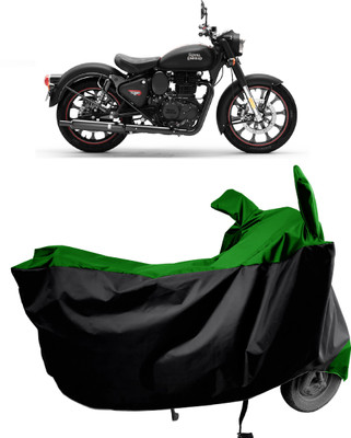 Amexride Two Wheeler Cover for Royal Enfield(Classic Stealth Black BS6, Green)
