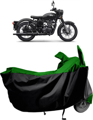 Amexride Two Wheeler Cover for Royal Enfield(Classic Stealth Black, Green)