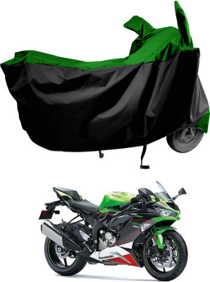 Amexride Two Wheeler Cover for Kawasaki(Ninja ZX-6R BS6, Green)