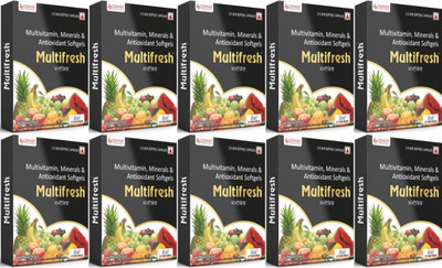 smart laboratories -Multifresh, Multivitamin- Multiminerals 10 Softgel Capsules (Pack of 10)(10 x 10 Capsules)