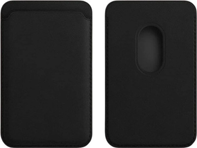 CaseBase Men & Women Black Artificial Leather Card Holder(1 Card Slot)