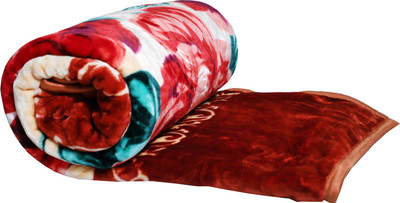 RIAN Floral Double Mink Blanket for  Heavy Winter(Polyester, Brown)