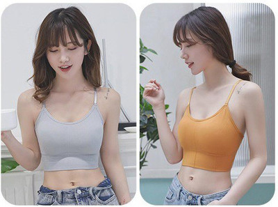 DKOALE Women Cami Bra Lightly Padded Bra(Grey, Yellow)