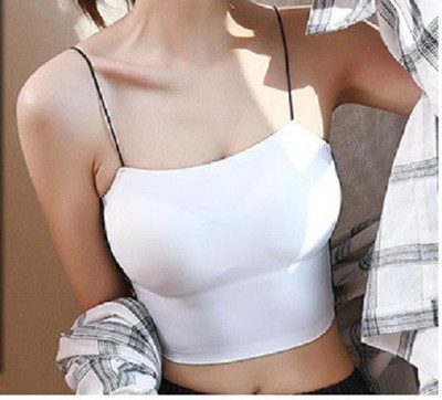 Hirrnik Women Bralette Lightly Padded Bra(White)