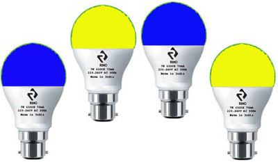 rino 7 W Basic Standard B22 LED Bulb(Multicolor, Pack of 4)