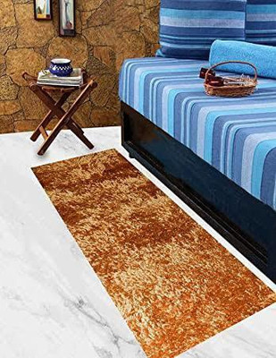 NAETRI Gold Polyester Runner(2 ft,  X 5 ft, Rectangle)