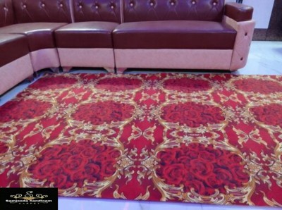 Samjeeda Handloom carpets Red Nylon Carpet(5 ft,  X 10 ft, Rectangle)