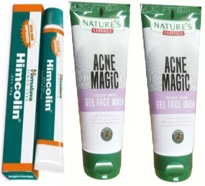 HIMALAYA Himcolin Gel AND Acne Magic + Antiseptic ,60 ml each Gel Face Wash  (2 Items in the set)