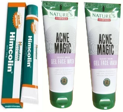 HIMALAYA Himcolin Gel AND Acne Magic + Antiseptic ,60 ml each Gel Face Wash (2 Items in the set)