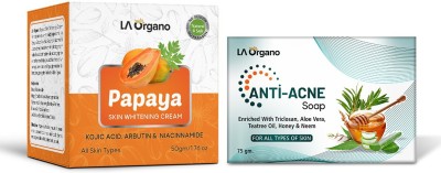 LA Organo Anti Acne Soap & Papaya Skin Whitening Cream for Men & Women(2 Items in the set)