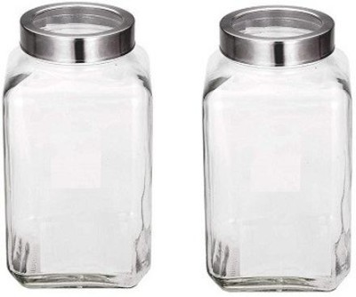 Adhunyk Glass Grocery Container  - 3000 ml(Pack of 2, Clear)