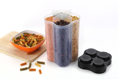 4 SACRED Plastic Grocery Container  - 2400 ml(Black)