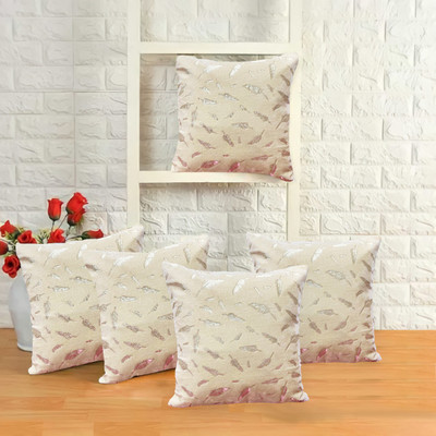 imfab Velvet Cushions Cover(40 cm*40 cm, Pack of 5, Beige)