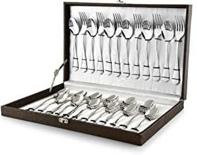 FnS BRIA with Box Packaging 6 Spoon, 6 Dinner Fork, 6 Dessert Spoon, 6 Tea Spoon Stainless Steel Cutlery Set(Pack of 24)