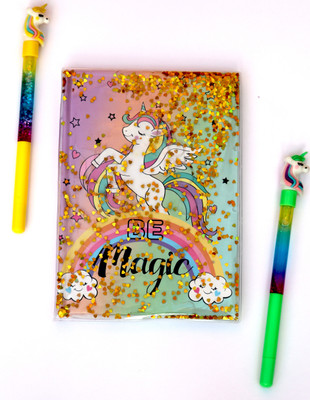 payal enterprises Unicorn world A5 Diary single rule 80 Pages(Multicolor, Pack of 3)