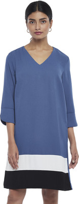 Annabelle by Pantaloons Women Shift Blue Below Knee Dress