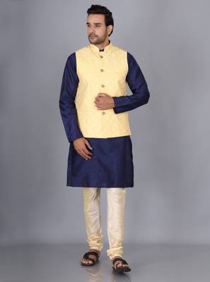 Men's kurta waistcoat hotsell and pyjama set