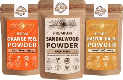 Ayur Blessing Sandalwood, Orange Peel and Kasturi Haldi Powder, Skin Care Combo(270 g)