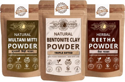 Ayur Blessing Bentonite Clay, Multani Mitti and Reetha Powder, Skin Care Combo(270 g)