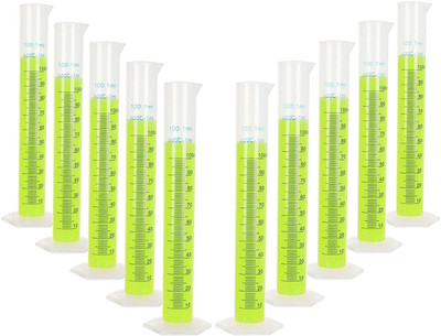 Spylx 2-Sided Measuring Lines Science Measuring Test Tube Flask 100ml, 10 Pack Plastic Graduated Cylinder(100 ml)