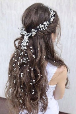 Moozo Floral Pin Bridal Attractive Artificial Pearl Wedding Women Girl Hair Accessory Set(White)