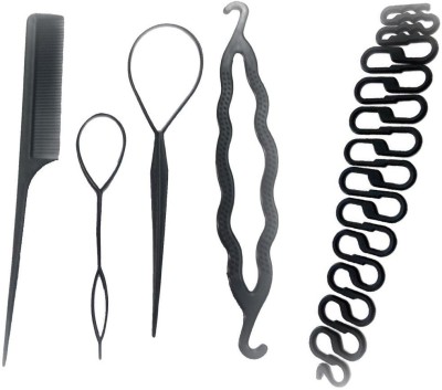 PARAM New Design 5 Pieces French Hair Braid Tool Magic Twist Styling Hair Accessory Set(Black)