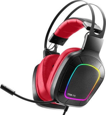 Nitho TITAN PRO RED 7.1 USB Surround Sound Soundcard Noise Canceling Mic RGB LED Wired Gaming Headset(Black/Red, On the Ear)