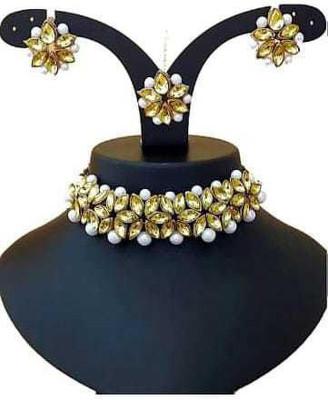 Asl World Alloy Gold-plated Gold, White Jewellery Set(Pack of 1)