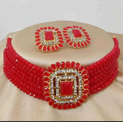 Lily Look Alloy Red Jewellery Set(Pack of 1)