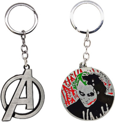 BIPS ENTERPRISES Marvel A Logo & Dc Joker Combo Keychain Metal Keychain for Bike Key Chain