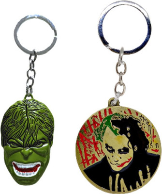 BIPS ENTERPRISES Marvel Avengers Hulk & Dc Joker Keychain Combo Metal Keychain for Bike Key Chain