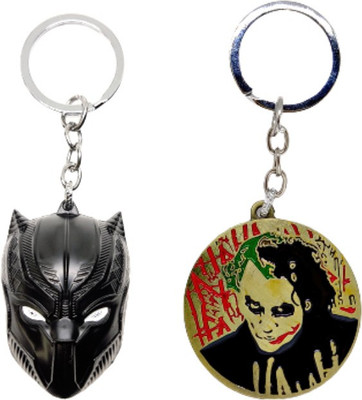 BIPS ENTERPRISES Marvel Avengers Black Panther & Joker Face Combo Keychain Metal Key Chain