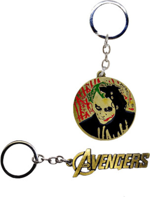 BIPS ENTERPRISES Marvel Avengers A Logo & Dc Joker Combo Keychain Metal Keychain for Bike Key Chain