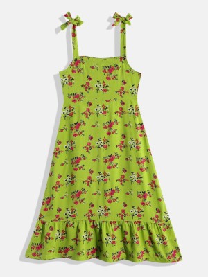 Justice Girls Maxi/Full Length Casual Dress(Light Green, Sleeveless)