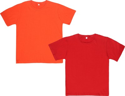 Ayvina Boys Solid Pure Cotton Regular T Shirt(Multicolor, Pack of 2)