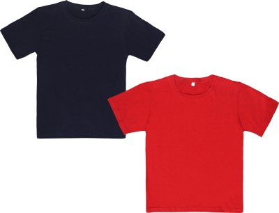 Ayvina Boys Solid Pure Cotton T Shirt(Red, Pack of 2)
