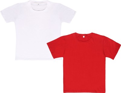 Ayvina Boys Solid Pure Cotton T Shirt(Multicolor, Pack of 2)